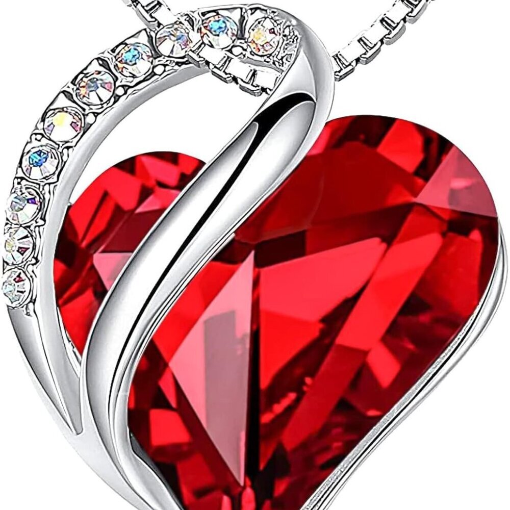 Necklaces for Women, Infinity Love Birthstone Heart Crystal Pendant, Birthday Je